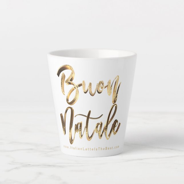 Taza De Café Latte Buon Natale Faux Gold Script Navidades italianos (Anverso)