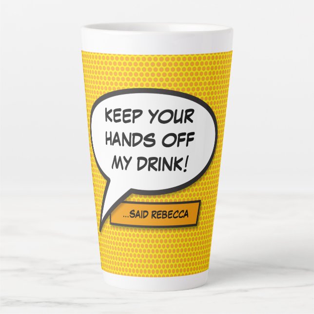 Taza De Café Latte Burbuja personalizada de historietas de arte pop (Anverso)