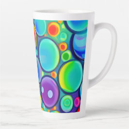 Taza De Café Latte Burbujas del arco iris