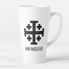 Taza De Café Latte Caballero Templario Cruzado de Jerusalén Deus Vult