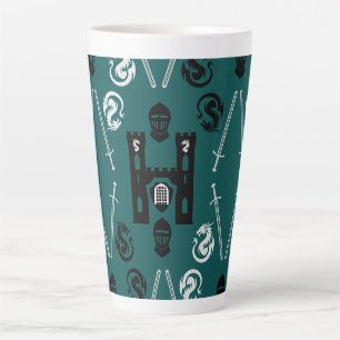 Taza De Café Latte Caballeros Medievales De La Mesa Redonda