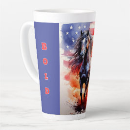 Taza De Café Latte Caballo audaz, libre, patriótico