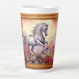 Taza De Café Latte Caballo blanco juguetón