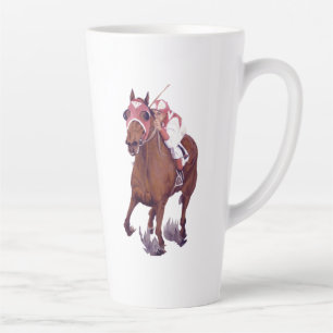 Taza De Café Latte Caballo de carreras campeón rojo blanco marrón ora