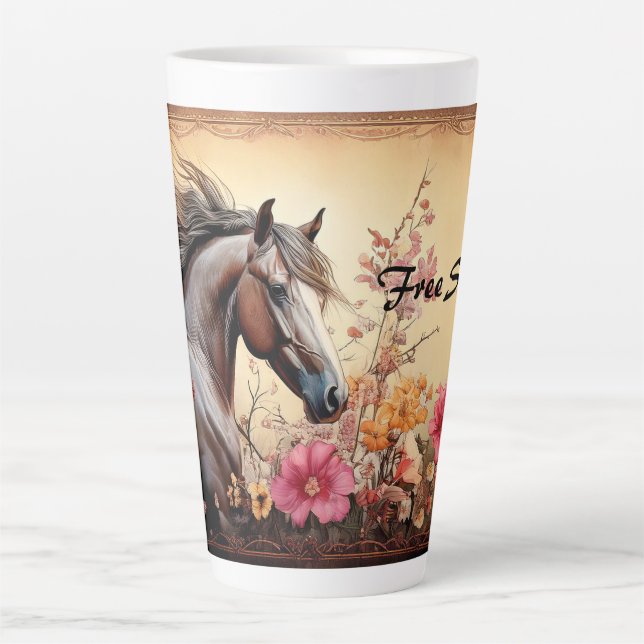 Taza De Café Latte Caballo de Espíritu Libre (Anverso)