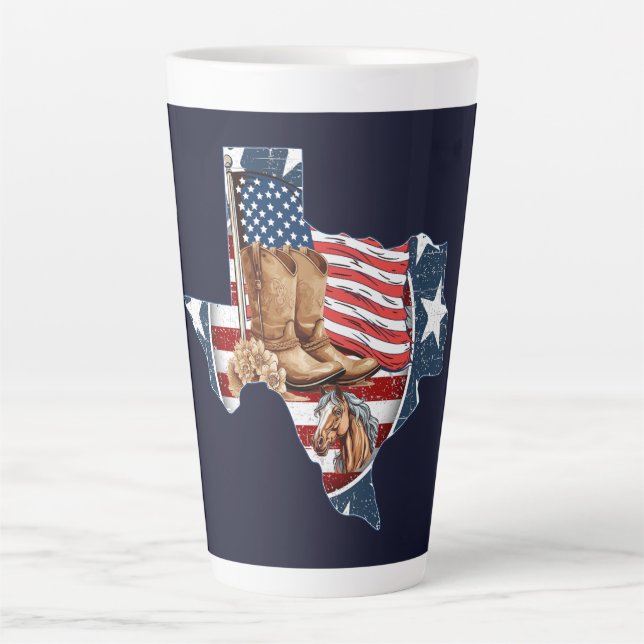 Taza De Café Latte Caballo de Esquema de Estado de Texas para Estados (Anverso)