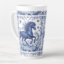 Caballo frisón al estilo Delftware en prado