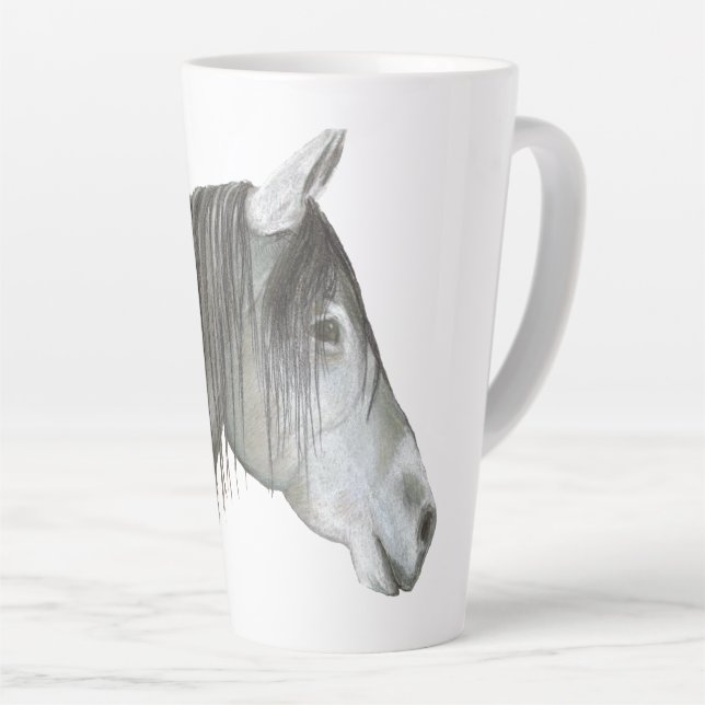 Taza De Café Latte Caballo Gris (Ángulo derecho)