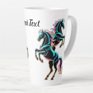 Taza De Café Latte Caballo Luz de Neón Glitch Estilo Retro