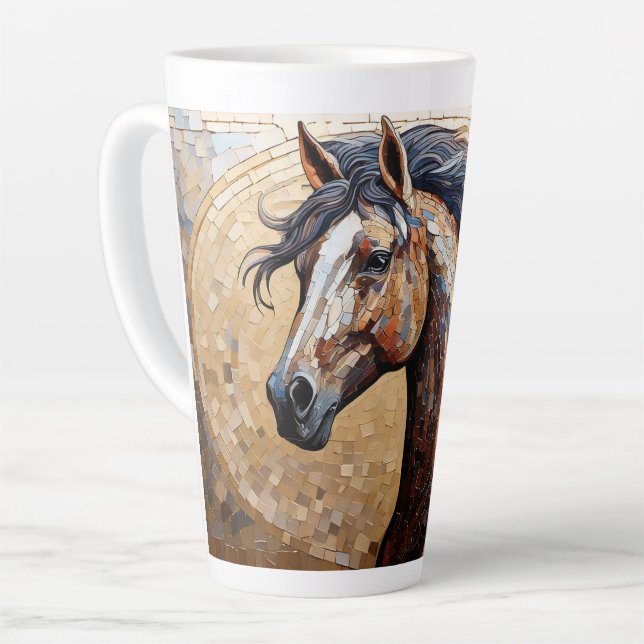 Taza De Café Latte Caballo marrón Mosaic (Ángulo izquierdo)
