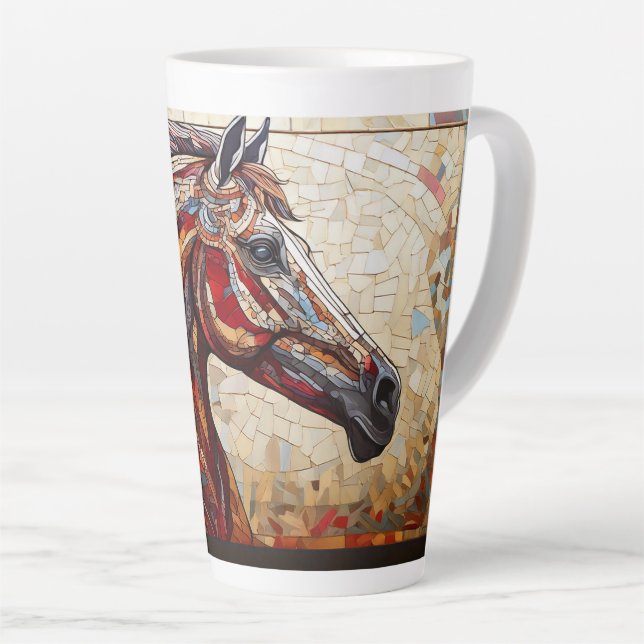Taza De Café Latte Caballo marrón Mosaic (Ángulo derecho)