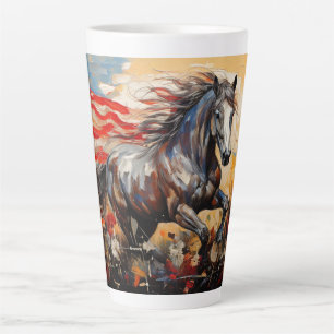 Taza De Café Latte Caballo Patriótico