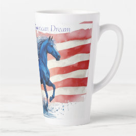 Taza De Café Latte Caballo Patriótico de Sueño Americano