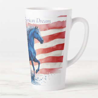 Taza De Café Latte Caballo Patriótico de Sueño Americano
