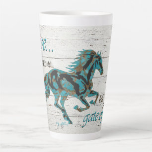 Taza De Café Latte Caballo Turquesa Galloping