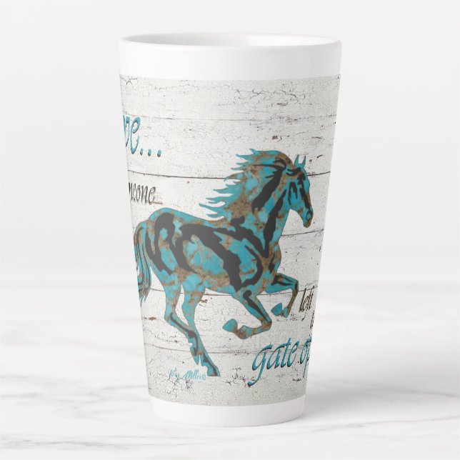 Taza De Café Latte Caballo Turquesa Galloping (Anverso)