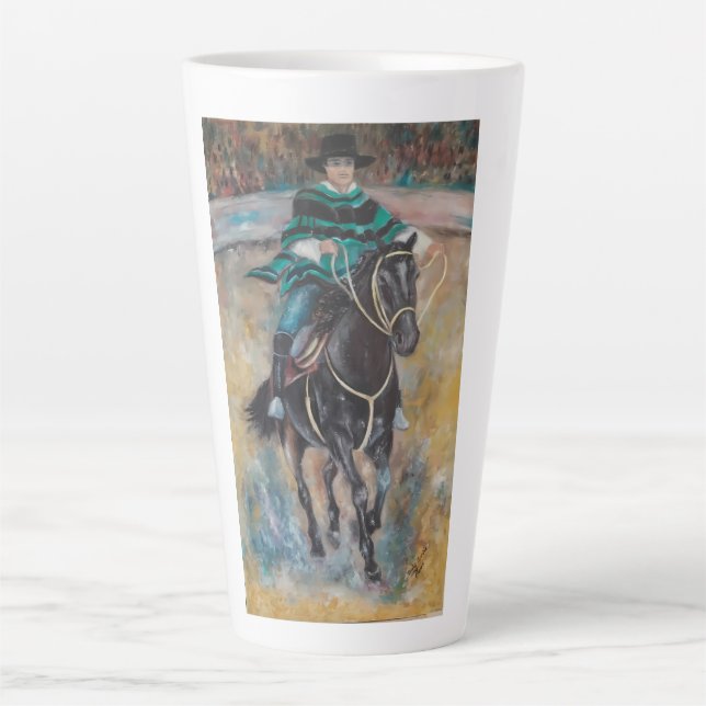 Taza De Café Latte Caballo y Jinete (Anverso)