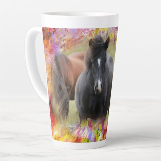 Taza De Café Latte Caballos (Ángulo izquierdo)