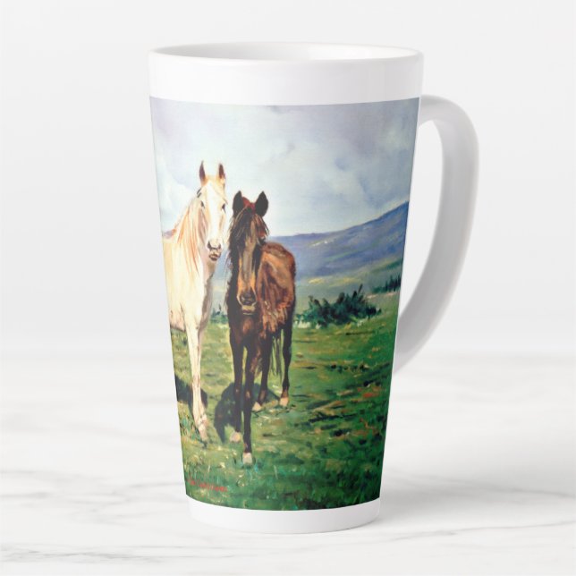 Taza De Café Latte Caballos (Ángulo derecho)