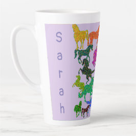Taza De Café Latte Caballos arcoiris