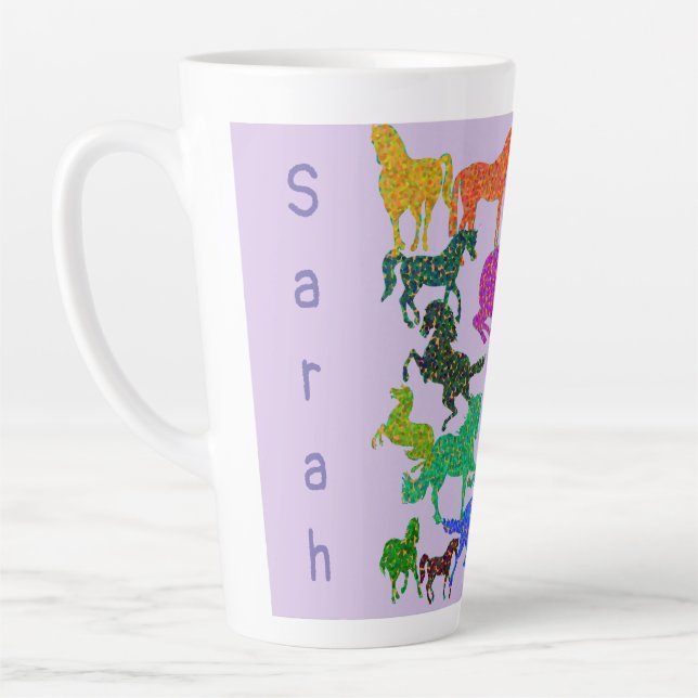 Taza De Café Latte Caballos arcoiris (Izquierda)