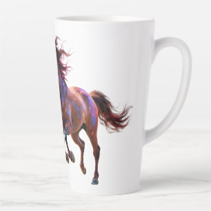 Taza De Café Latte Caballos místicos galácticos corriendo neon Parej