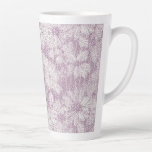 Taza De Café Latte Cabaña de Campo Velvety Lilac Daisy