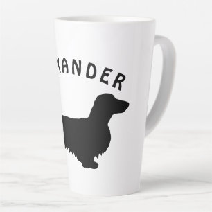 Taza De Café Latte Cabello largo de Dachshund - Silhouette 1
