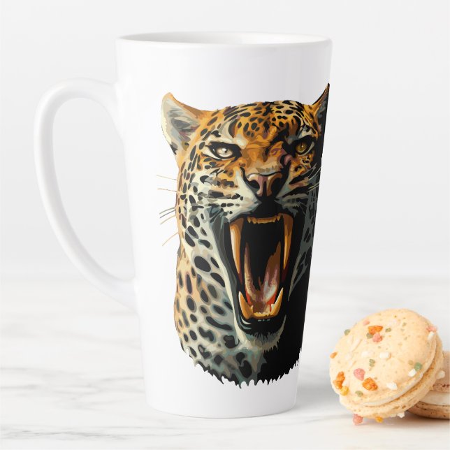 Taza De Café Latte Cabeza de ataque ruidosa de leopardo (In situ)