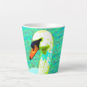 Taza De Café Latte Cabeza de Cisne Blanca Majestuosa