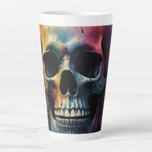 Taza De Café Latte Cabeza de color cráneo