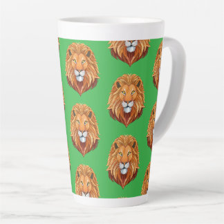 Taza De Café Latte Cabeza de león retrato vista frontal
