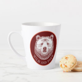Taza De Café Latte Cabeza De Oso, Silvestre Y Libre, Ilustracion Derr