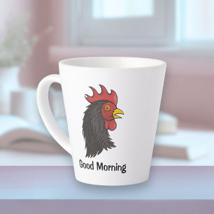 Taza De Café Latte Cabeza de Rooster Negro