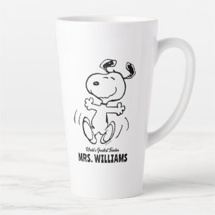 Taza De Café Latte Cacahuetes   Snoopy Greatest Teacher Personalizado