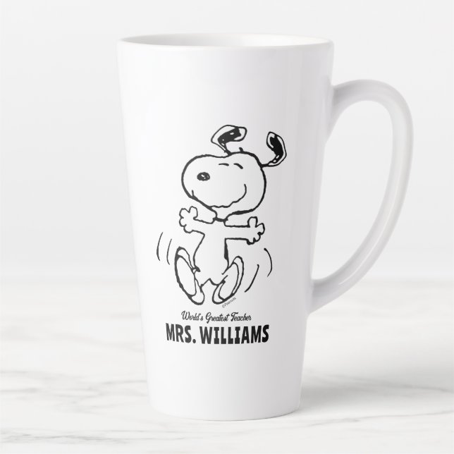 Taza De Café Latte Cacahuetes | Snoopy Greatest Teacher Personalizado (Derecha)
