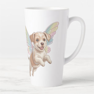 Taza De Café Latte Cachorro Adorable con Alas de Hada Brillantes — Ma