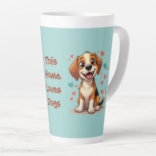 Taza De Café Latte Cachorro Beagle Kawaii Adorable con Corazones Arte