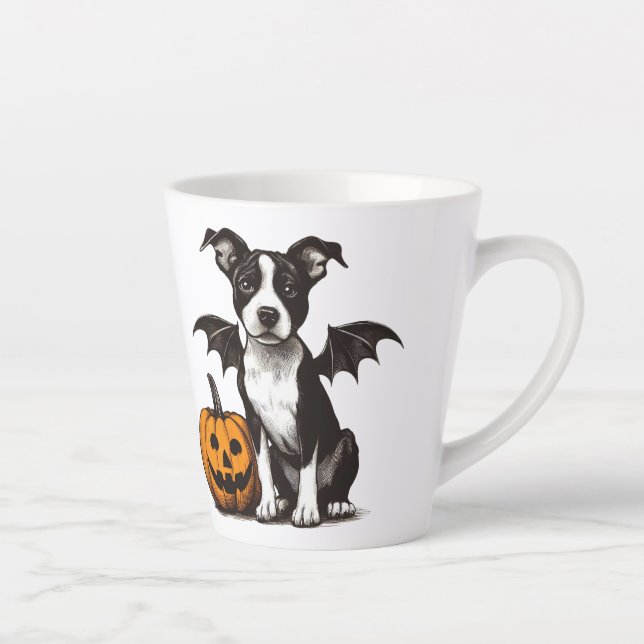 Taza De Café Latte Cachorro de Halloween (Derecha)