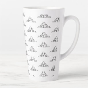 Taza De Café Latte cachorro de ojos simples negro y blanco de basset 