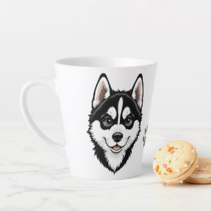 Taza De Café Latte Cachorro dulce de Husky Siberiano
