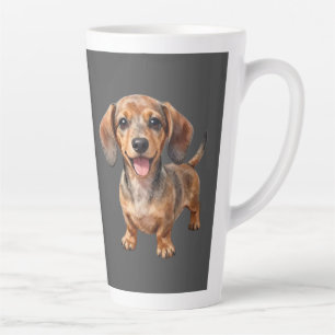 Taza De Café Latte Cachorro feliz de raza Dachshund