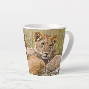 Taza De Café Latte Cachorros de León Reposando