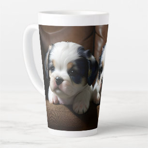 Taza De Café Latte Cachorros Super Adorables en el Sofá 1