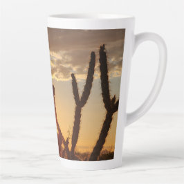 Taza De Café Latte Cactus Cholla de la puesta del sol del desierto