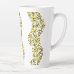 Taza De Café Latte Cadena de margarita Flores gruesas Tiras amarillas