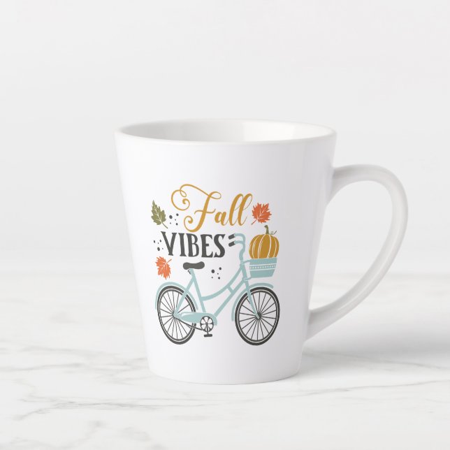 Taza De Café Latte Cae Vibes Por Bicicleta (Derecha)