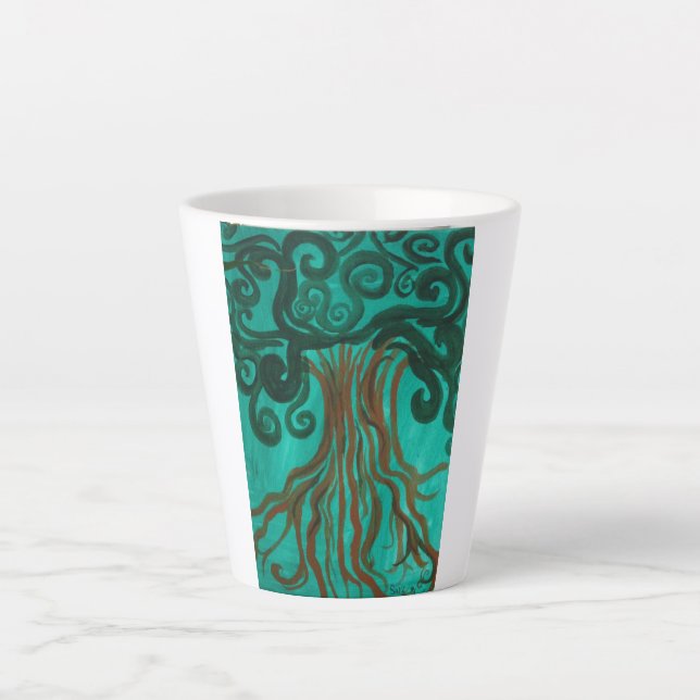 Taza De Café Latte Café árbol de la vida (Anverso)