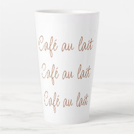 Taza De Café Latte Café au lait | Tipografía de escritura simple y el