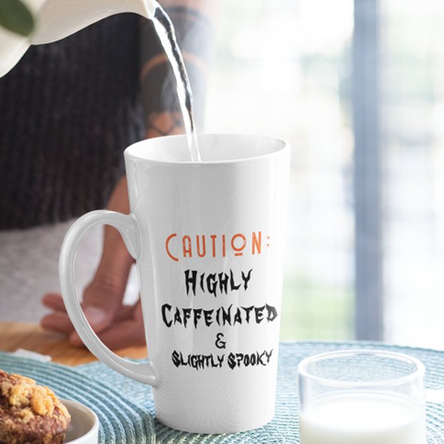 Taza De Café Latte Café blanco de Halloween ligeramente espeluznante (Subido por el creador)